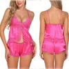 Woman'sSatin Lace Pijamas Babydoll Lingerie Pijamas Shorts Pijamas Sexy Lace Satin Lingerie Suave Silk-como pijama Nightwear Set.