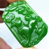 Naturalny zielony jade wisiorek naszyjnik pies chiński zodiak amulet szczęście wisiorek kolekcja letnie ozdoby naturalne kamień grawerowanie