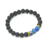 Fashion 8mm Natural Black Lava Stenpärlor Chakra Bracelet DIY Essential Oil Diffuser Armband för kvinnor Yoga Smycken