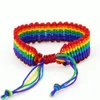Bela artesanal pulseira de arco-íris jóias colorida corda link braceletes para presente das mulheres 2 pcs