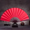 Large 33cm Folding Fan Black White Cloth Wooden Hand Fans DIY Craft Art Planting Ornaments Men's Outdoor Handfan ZA6334