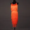 Free Shipping Orange Adult/Girls Latin Dance Dress Salsa Tango Cha cha Ballroom Competition Practice Rhinestone Tassel Dance Dress Custom NX