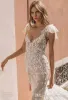 Berta Privée 2019 Mermaid Suknie Ślubne Spaghetti Backless Illusion Lace Suknie ślubne See przez Boho Beach Custom Made Suknie ślubne