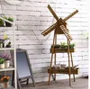Houten tuinhuis windmolen plank vloer bloem stand zachte ornament decoratie windmolen Europese decoratie