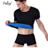 Palicy Men's Slimming Body Shapers Neoprene Sauna Suit Sexy Bodysuit Fajas Waist Trainer Shapewear Men T-shirt Plus Size S-3XL