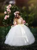 Paillettes Bling Bling Flower Girls Abiti per matrimoni Jewel Neck aperto indietro Tiered Tulle Girl Pageant Abiti Birthday Gown Wedding Party