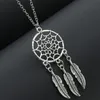 Schmuck im ethnischen Stil, Pulloverkette, Fransen, Federn, langer Stil, Traumfänger-Halskette, Weihnachtsgeschenk, Statement-Halskette im Boho-Stil