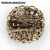Weimanjingdian Marca Vintage Gold Color Chapado Crystal Rhinestones Flower Antigüedad Broche Brooche Pines Para Mujeres En Surtido