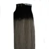 18 "20" 22 "24" Ash Blonde Hair Extensions T1b / Grå Remy Ombre Hårförlängningar Tape 100g Remy Skin Weft Hair Ombre 40PCS Tape Extensions Gray