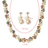 New Europe Fashion Party Casual Jewelry Set Women's Faux Pearl Rhinestone Leaves Halsband med örhängen S98