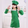 Children Baby Kids Apron Sleeves Hat Set Big Pocket Kitchen Baking Painting Cooking Craft Art Bib Apron