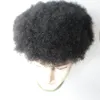 Full Pu Afro Curly Men Toupee Thin Skin Curly Toupee For Black Men Pu Hairpiece Replacement System Indian Human Hair Men Wigs