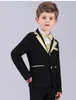 Nouveau design cran revers noir garçon vêtements de cérémonie beau garçon enfant tenue de mariage fête d'anniversaire costume de bal (veste + pantalon + cravate + gilet) 26