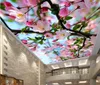 Papel De Parede Dostosowane Fotografia Tapety 3D Stereo Peach Blossom Cherry Blossom Sufit Papel de Parede 3d Tapeta na ściany 3 d