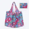 300pcs Fällbar Vattentät Förvaring Eco Reusable Polyester Blommigryckt Shopping Tote Bags Kvalitet Shopping Bags Carrier