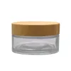 Bottiglie per cosmetici in vetro trasparente riutilizzabili da 100 g con coperchio in bambù Vaso per crema cosmetico in vetro vuoto speciale di bambù F1037
