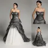 Novo império colorido vestido de casamento gótico preto e branco drapeado princesa cristal plissado vestidos de noiva feitos sob encomenda contas sem alças 7124462