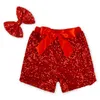 Nuovi pantaloncini con paillettes per bambini per le ragazze estive pantaloni corti con bowknot in raso per bambini pantaloncini boutique per bambini 12 colori scegli T2I036