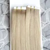 # 18 Dark Ash Blonde Hair Products Grade 8a Virgin Brasiliansk hud väftband hårförlängningar 100g Tape i mänskliga hårförlängningar 40st