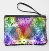 3pcs Glitter Mermaid Sequin Evening Clutch Bag Reversible Sequins Coin Wallet Purse Makeup Storage Mix Color Cosmetic Bag