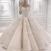 Dubai Eleganckie Długie Suknie Ślubne 2018 Kwadratowe Koraliki Koronkowe Aplikacje Tulle Balowa Suknia Bridal Sukienka Wspaniała Seksowna Bodice Sznurowate Suknie Ślubne