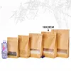 20x30x8cm Grote Capaciteit Stand Frosted Matte Venster Showcase Kraftpapier Voedsel Verpakking Zak Snoep Gebak Thee Ziplock Heat Seal Package Pouch