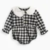 2018 Autunno Inverno Baby Girls Boys Pagliaccetti Plaid Manica Lunga Bambini neonato Toddlesuits Baby Baby Bambini Vestiti 0-3 anni