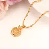 Dubai india gold apple heart Women Ethiopian Pendant Necklace 24k Fine Gold Solid Filled Jewelry Flower party wedding Gifts