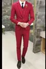 Slim Fit Red Men Wedding Tuxedos Notch Center Lapel Center Vent Groom Smokingi Doskonałe Mężczyźni Dinner Prom Blazer 3-częściowy garnitur (Kurtka + spodnie + krawat + kamizelka) 8