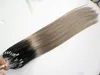 Ombre Brazilianisches menschliches Haarverlängerungen T1bsilver grau 100 g gerade silbergraues Haarverlängerungen Mikro 100Slot Micro Loop Haare ext2902970