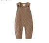 Khaki baby overalls baby stickad romper ärmlös bomull plaid övergripande spädbarn onesie playsuit