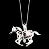 925 Sterling Silver Pick A Pearl Cage Paard Running Medaillon Hanger Ketting Boutique Lady Gift K979