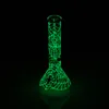 Hookahs Noctilucan spider beaker glass glow in dark oilrig dab water pipe tall 10'' small bong gift 14mm cone