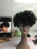Cheveux noirs coupe courte crépus bouclés perruque cheveux synthétiques brésiliens perruques complètes bob bouclés aucun perruques de dentelle avec une frange pour les femmes noires