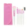 Professionell 7PCS Kit Makeup Set Borstar Bärbar Kosmetisk Ögonbryn Pulver Make Up Borste Verktyg Läderväska Hållare