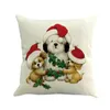 Caso de travesseiro de natal boneco boneco boneco de neve impressão de tingimento sofá cama casa decoração travesseiro casos xmas 45x45cm tampas de almofadas de linho quadrado