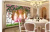 Fond d'écran 3D Mural Decor Photo Toile de Fond Dreamy pétales de fleurs de cerisier pourpre rose TV fond mur Art Mural pour Salon Grand Peinture