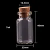 Storlek 22 * ​​40 * 12.5mm 7ml Mini Glass Parfym Spice Flaskor Tiny Jars Flaskor med Cork Stopper Hängande Hantverk Bröllopsgåva 100PC