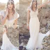 Blask Lace Bohemian Beach Suknie ślubne jedwabny szyfonowy bling z koraliki rękaw Buho i kości słoniowej sukienka ślubna vestido de novia