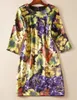 Floral Flower Print Damesschede Jurk Half Mouw Casual Jurken 09K891