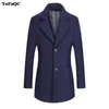 YoFaQC Hot Sale  Mens Wool Jacket Warm Overcoat Men's Woolen Jackets Long Sleeve Outwear Casual Autumn Winter Trench Coat