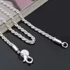 Low Price Wholesale 3MM 925 Sterling Silver Plated Twisted rope Chain Necklace 16-24inches Fashion Gift Jewelry for Men and Women