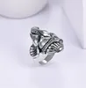 U7 chanceux Ganesha bouddha éléphant Animal anneau Rock bijoux cadeau Hip Hop or/noir couleur acier inoxydable anneaux pour hommes R1016