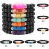 6 Designs Lava Rock Beads Charms Bracelets Women's Essential Oil Diffuser Natural stone Beaded Bangle For Men s Chakra Crafts Jewelry