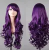 nuovo stile Nuova parrucca viola scuro riccia lunga Cosplay Parrucche per capelli per le donne