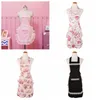 Amazon Hot Sälj Förkläden Rosa Vit Lilac Blomma Tryckt Kvinnor Lady Lace Förkläde Svart Dubbelskikt Förkläde Toppkvalitet Boutiquer