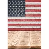 Imprimé numérique drapeau américain brique mur photographie toile de fond vinyle tissu enfants enfants Photo Studio arrière-plans planches de bois plancher