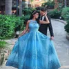 Glamorous Lace Appliqued Prom Dresses Jewel Neck Sleeveless Tulle Floor Length Evening Party Dress Charming Saudi Arabia A-Line Evening Gown