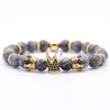 Braccialetti di roccia vulcanica 8mm Perline yoga Perline fatte a mano intarsiato Zircone Corona Bracciale in pietra naturale Braccialetto Gioielli di moda Kimter-H800F Z