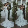 Роскошные сексуальные современные русалки свадебные платья Милая Полное кружевное Аппликации с безнозным дневным поездом плюс размер ближневосточных свадебных платьев Vestidos
